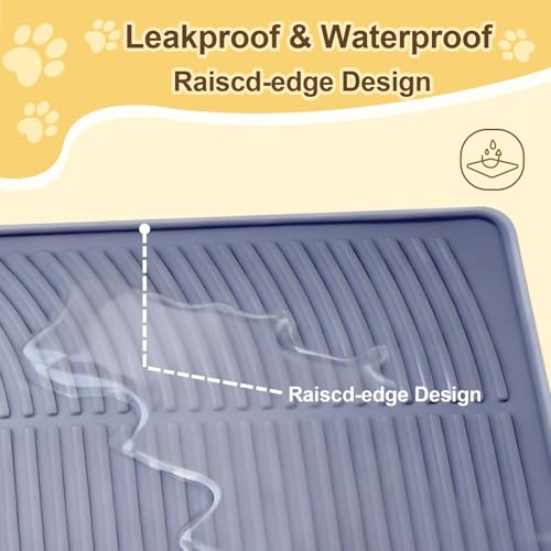 Cat Litter Mat Extra Large 40"x28" Silicone Waterproof Litter Trapping Mat for Litter Box, Non-Slip Urine-Proof Kitty Litter Box Mat with Deep Grooves, Easy Clean Scatter Control Pet Mat (Gray) - size: 40X28IN Cat Litter Mat