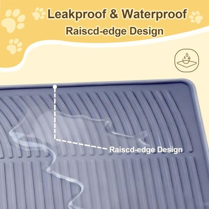 Cat Litter Mat Extra Large 40"x28" Silicone Waterproof Litter Trapping Mat for Litter Box, Non-Slip Urine-Proof Kitty Litter Box Mat with Deep Grooves, Easy Clean Scatter Control Pet Mat (Gray) - size: 40X28IN Cat Litter Mat