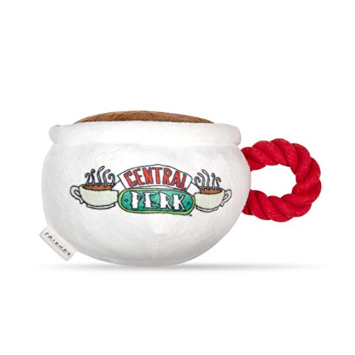 Friends the TV Show Central Perk Coffee Mug Plush Dog Toy with Rope Handle| Soft Cute Squeaky Toy for All Dogs | Stuffed Dog Toys with Squeaker Noise for Added Fun, Friends Memorabilia - color: Central Perk Coffee Mug, size: 4 Inch