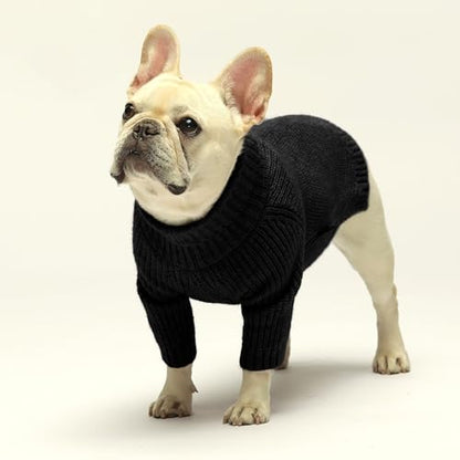 Fitwarm Dog Turtleneck Sweater, Thermal Knitted Pet Coat, Dog Winter Clothes for Small Dogs, Cat Apparel, Black, XS - color: Black, size: X-Small
