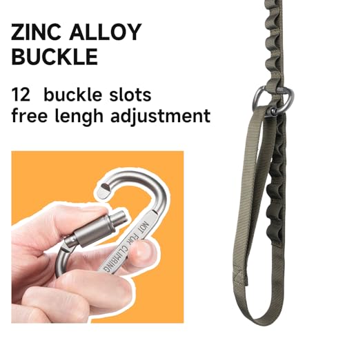 Excellent Elite Spanker Tactical Bungee Dog Leash Military Adjustable Dog Leash Quick Release Elastic Leads Rope with 2 Control Handle(Ranger Green) - color: Ranger Green