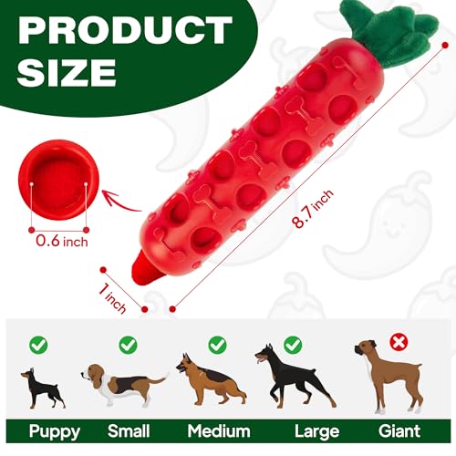 Fida 2-in-1 Puppy Teething Toys, Natural Rubber Chew Toys for Dogs to Keep Them Busy & Plush Toys with Crinkle Leaves, Interactive Dog Toys for Small Medium Breeds and Puppies.(Chilly) - color: Red Chilly