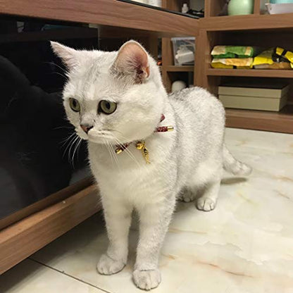 Cute Bowtie Cat Collar with Bell. Japanese Stylish Bowknot & Fish Charm. Safety Breakaway, Soft, Lightweight, for Girl Boy Male Female Cats Kitten,Red - color: Apple Red, size: Medium (8-12 inches)