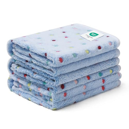 Luciphia 1 Pack 3 Blankets Super Soft Cute Dot Pattern Pet Blanket Flannel Throw for Dog Puppy Cat Small(23x16), Blue - color: Blue2, size: 23x16 inch (Pack of 3)
