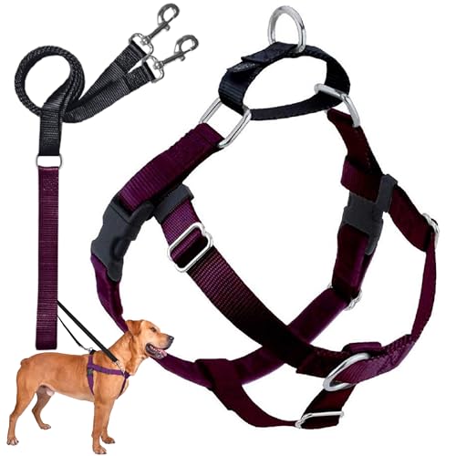 2 Hounds Design Freedom No Pull Dog Harness, Adjustable Harness and Leash Set, Easy Walking & Comfortable Control, Fits Small, Medium & Large Dogs, Solid Colors, Made in USA, 5/8" XS, Burgundy - color: Burgundy, size: XS (Chest 15"- 20")