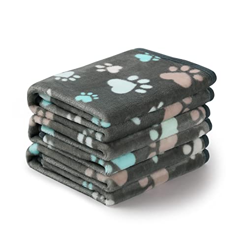 Luciphia 1 Pack 3 Blankets Fluffy Premium Fleece Pet Blanket Flannel Paw Printed Throw for Dog Cat(Large 41x31'', Grey) - color: Grey Paw2, size: 41x31 inch (Pack of 3)