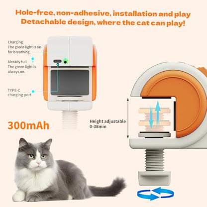 Interactive Cat Toys for Indoor Cats, Automatic Sensor Cat Teaser Feather Wand Chase Exercise Entertainment Stimulation Toy, USB Rechargeable Self Play Hanging Toy for Bored Adult & Kitten Cats