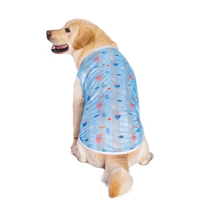 HDKUW Pet Clothes,Dog Summer T-Shirt Cool Breathable Sunscreen Dog Vest Clothes Outfit Costume for Medium Large Dogs Blue Jellyfish XL - color: Blue Jellyfish, size: XL