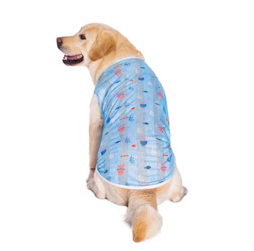 HDKUW Pet Clothes,Dog Summer T-Shirt Cool Breathable Sunscreen Dog Vest Clothes Outfit Costume for Medium Large Dogs Blue Jellyfish 4XL - color: Blue Jellyfish, size: 4XL
