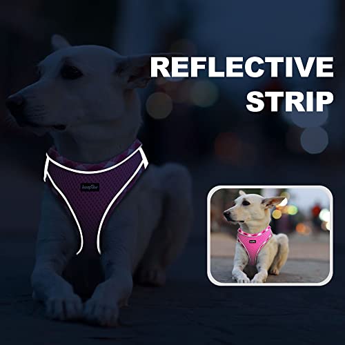 haapaw Dog Harness with Leash Set, No Pull Adjustable Reflective Step-in Puppy Harness with Thickened Padded Vest for Extra-Small/Small Medium Dogs - color: Pink, size: S