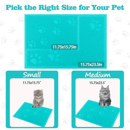 Darkyazi Cat Litter Box Mat for Floor Litter Trapping Mat Non-Slip Backing, Scatter Control, Easy Clean, Water Resistant, Soft on Paws (15.75" x 11.75",Lake Blue) - color: Lake Blue