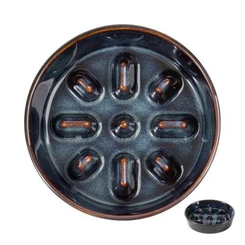 Havniva 1.2 Cup Slow Feeder Dog Bowls, 7.3” Ceramic Dog Slow Feeding Bowls for Small Dogs Puzzle Dog Food Bowls for Fast Eater, Pet Slow Feeding Dish Non-Slip & Anti-Choking - color: 1 x Starry Sky - C, size: M- 7.3inch / 1.2 Cups
