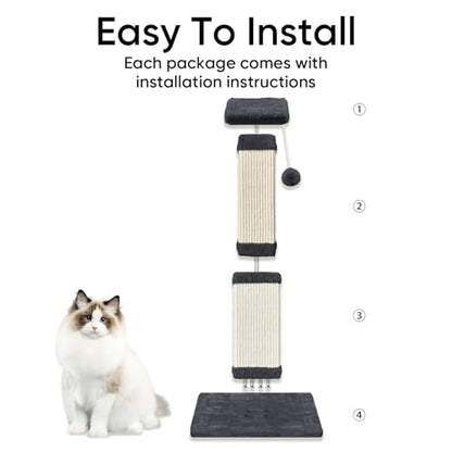 Cat Scratching Post, 32 Inch Cat Scratching Posts for Large Cats, Scratching Posts for Indoor Cats Adults, Cat Scratch Post with Nature Sisal, Deep Gray - color: Deep Gray