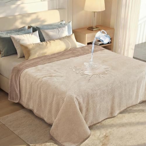 Luciphia Waterproof Blanket for Large Dog Ultra-Soft & Calming Pet Throw Reversible Warm Fleece Durable Furniture Crate Couch Bed Cover Protector Machine Washable Leakproof Beige XL (85''x57'') - color: Beige, size: XL(85''x57'')