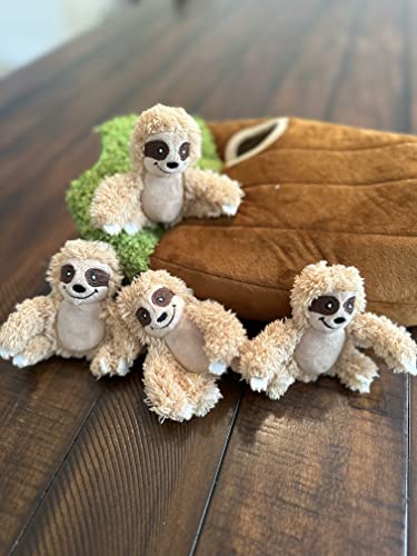 Glow Pups Hide and Seek Dog Toy, Sloth Dog Toy, Plush Squeaky Burrow Tree for Dogs, Interactive Puzzle for Mental Stimulation, Woodland Style, Medium Size, Set of 4 - size: Medium