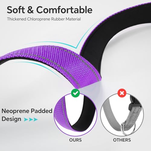 Reflective Dog Collar with Quick Release Buckle - Metal Ring - Adjustable Soft Neoprene Padded Basic Dog Collar for Small Medium Large Dogs (Purple, Medium :Width 1",Neck 13.8-19.6") - color: Purple, size: Medium