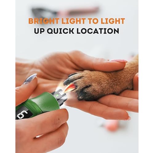 Silent Groom Pro,7-Speed Pet Nail Grinder with Light,Single-Handed Operation,for Small Medium Large Dogs & Cats - color: Green-03