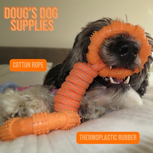 Doug's Dog Supplies Ring Rope Toy – Tug of War Toy for Medium & Large Dogs | Tug & Play Dog Toy - color: Orange