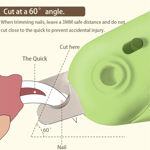 LED Dog Nail Clipper with Light, Illuminate Nails and Bloodline for Safe Trimming, with Nail File, Transparent Guard and Safety Lock, Suitable for Cats and Dogs - color: Green