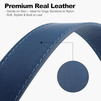 Plutus Pet Genuine Leather Dog Collar – Adjustable Pet Collar with Quick Release Metal Buckle, Soft Real Leather for Small Medium Large Dogs, Heavy Duty & Skin-Friendly (Royal Blue, XS) - color: Royal Blue, size: XS