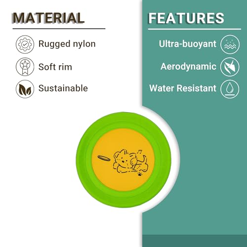 Bifeaw 3 Packs Nylon Interactive Dog Flying Disc - Floating Dog Toys for Aggressive chewers - Water Toys for Dogs (Yellow and Green) - color: Yellow and Green