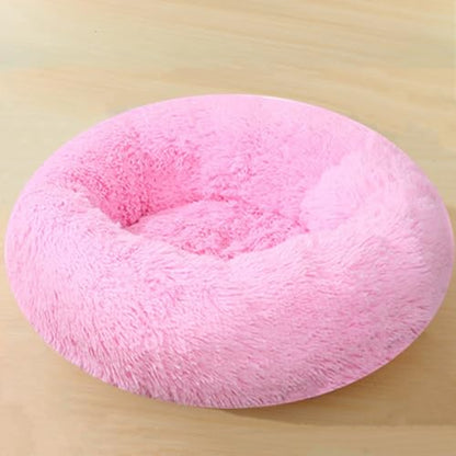 Calming Large Dog Bed & Cat Bed, 43 Inch Anti-Anxiety Donut Dog Cuddler Cat Bed, Warming Cozy Soft Dog Round Bed, Fluffy Faux Fur Machine Washable Pet Cushion for Medium Dogs & Cats (Bright Pink) - color: Bright Pink, size: 43.0"L x 43.0"W x 8.0"Th /Round
