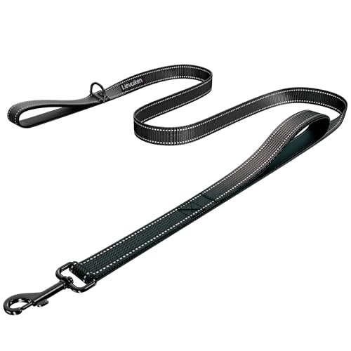 Dog Leash 4ft Long, Double Handle Dog Leash for Safety Control Training, Heavy Duty Dogs Leads with Traffic Padded Handles, Reflective Leashes for Small Medium Large Dogs(4ft, Black) - color: Black, size: 4ft