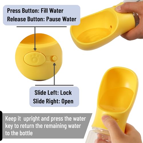 Mr. Pen- Portable Dog Water Bottle, 19 oz, Large, Leak Proof Puppy Water Dispenser with Drinking Feeder for Pets, Outdoor Walking, Hiking, Travel, Not Dishwasher Safe - color: Yellow