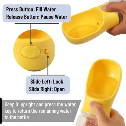 Mr. Pen- Portable Dog Water Bottle, 19 oz, Large, Leak Proof Puppy Water Dispenser with Drinking Feeder for Pets, Outdoor Walking, Hiking, Travel, Not Dishwasher Safe - color: Yellow