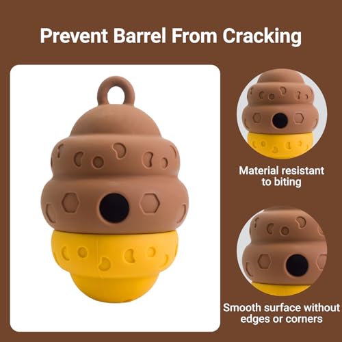 Dog Puzzle Toy Dispenser - Interactive Dog Toys for Large & Medium Breeds - Mental Stimulation Ball with Detachable Lid - Food-Grade Silicone Toy for Stress Reduction - color: yellow