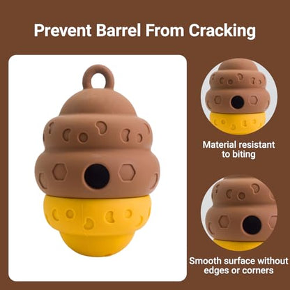 Dog Puzzle Toy Dispenser - Interactive Dog Toys for Large & Medium Breeds - Mental Stimulation Ball with Detachable Lid - Food-Grade Silicone Toy for Stress Reduction - color: yellow