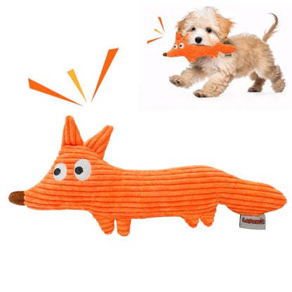 Squeaky Dog Toys, Cute Plush Toy for Dogs Indoor Play, Interactive Dog Toys with Non-Shedding Material for Small and Medium Dogs - Fox - style: K-Fox