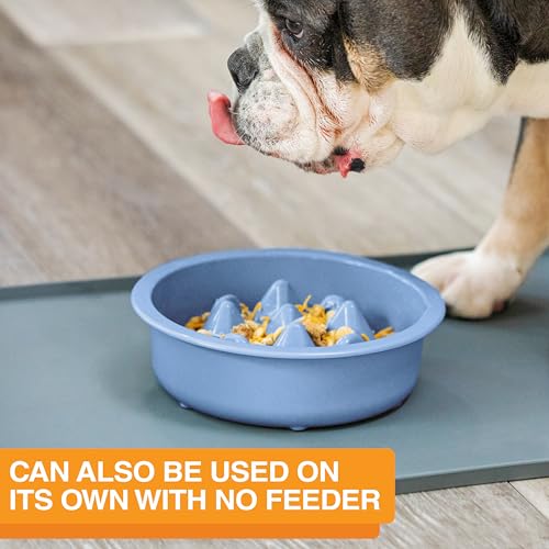 The Niner Slow Feed Bowl - Raised Peaks Slow Down Pets Eating - Fits Elevated Feeders Including Neater Feeder Large Sizes - Gentle on Teeth and Gums - Holds up to 2 Cups (Blue) - color: Blue