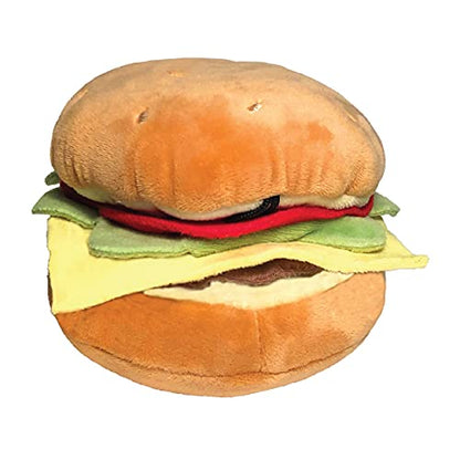 Huxley & Kent Funny Dog Toy w/Squeaker – Power Plush Squeaky Dog Toys for Small, Medium & Large Dogs – Soft Stuffed Animal for Indoor Play & Fetch - Hamburger, Small - size: Small, style: Hamburger