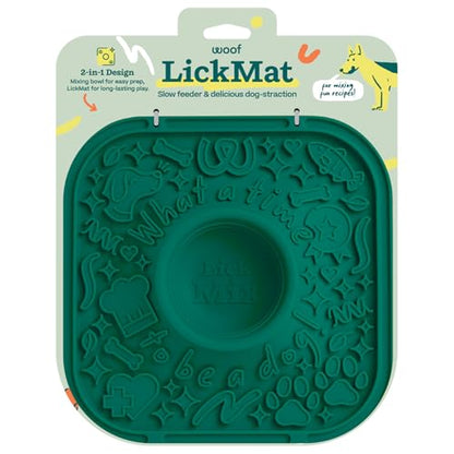 WOOF LickMat - Easy-to-Clean Lick Mat for Dogs - Slow Feeder Mat with Non-Slip Design - BPA-Free Silicone Lick Mat - Interactive Dog Toys - Green - color: Forest Green