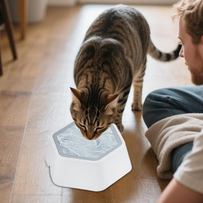 Splash Guard Water Bowl – Floating Disc Feeder, Stable Base Construction, Moisture Control | Cat Dog Hydration Accessory for Floors Furniture Protection - color: Gray