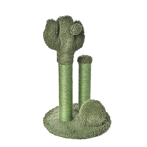 Amazon Basics Cat Scratching Post, Indoor Cactus Triple Posts for Cats & Kittens with Dangling Ball, Large, 27"H, Green - size: Large - 27" H