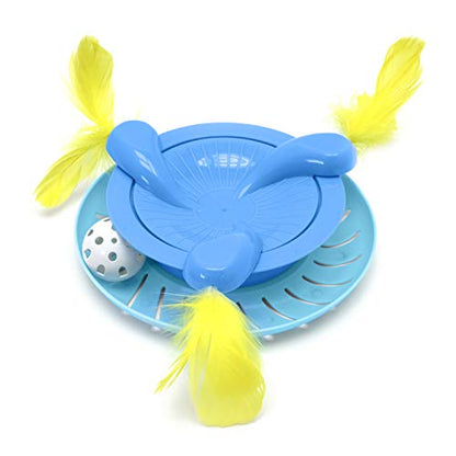 Kitty City Swat Track Cat Toy, 3 Toys in 1 Cat Toy, Cat Ball Track with Feathers - color: E) Small Scratcher