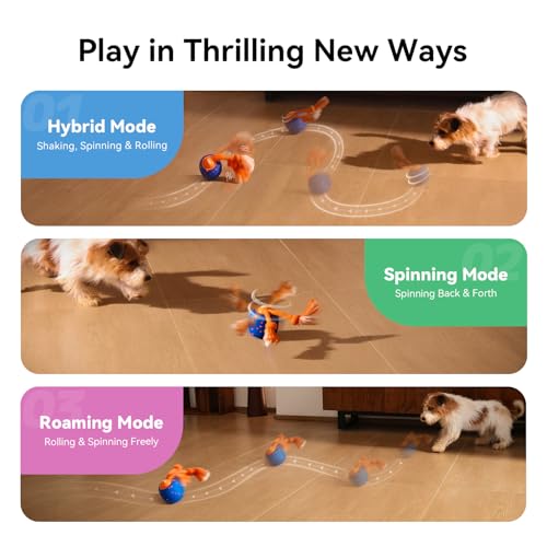 Cheerble Smart Interactive Dog Toy, Wicked Ball Rolly, Automatic Moving, Bouncing, Rotating, E-TPU Material, Active Rolling Interactive Dog Ball for Medium and Large Dogs (Blue) - color: Blue