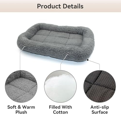Small Cat Bed Mat, 22" x 16" Plush Cushion with Surrounding Pillow for Small to Meidum Dogs Cats Sleeping, Indoor Pet Beds Furniture Carrier Crate Anti Skid Pad, Washable, Medium - color: M (22 x 16 inch)