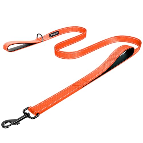 Dog Leash 4ft Long, Double Handle Dog Leash for Safety Control Training, Heavy Duty Dog Leads with Traffic Padded Handles, Reflective Leashes for Small Medium Large Dogs(4ft, Orange) - color: Orange, size: 4ft