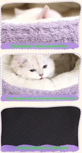 Hooded Plush Cat Bed - Semi-Enclosed Shell Pet Nest, Cozy Warming Anti-Slip Bed for Puppies & Kittens(Green,S) - color: Green, size: S