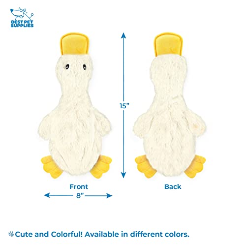 Best Pet Supplies Interactive Squeaky Dog Chew Toy, Ideal Dog Toys for Chewers, Small, Medium & Large Dogs, and Fetch Lovers - Crinkle Duck (White), Large - color: Crinkle Duck (White), size: Large