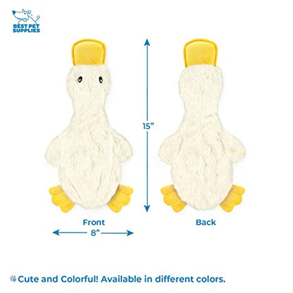 Best Pet Supplies Interactive Squeaky Dog Chew Toy, Ideal Dog Toys for Chewers, Small, Medium & Large Dogs, and Fetch Lovers - Crinkle Duck (White), Large - color: Crinkle Duck (White), size: Large