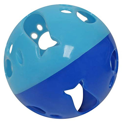 Large Cat Ball Toy with Bell – Interactive Rolling Design for Active Play – Sturdy Plastic Cat Toy Ball that Stays Visible During Play – Blue 1 Pack for Cats, Kittens, and Small Pets - color: Blue - 1 Pack