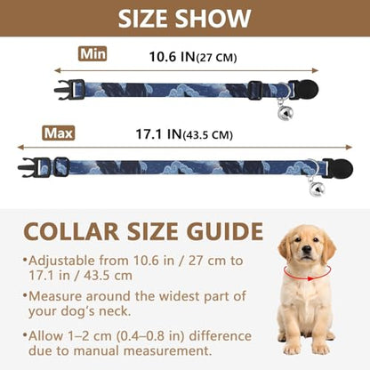 Kitten Collars 2 Pack Pet Collars for Cats Adjustable 10.6 to 17.1 Inches - color: Wolves Moon Blue Sky Clouds