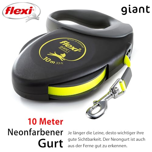 Flexi Giant Professional, Gurt, L: 10 M, Schwarz/Neon - size: X-Large (10 m)