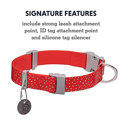 Ruffwear, Confluence Dog Collar, Waterproof Heavy Duty Quick Release Buckle, Odor-Resistant Easy Clean Adjustable TPU Webbing with & Silent ID Attachment, Red Sumac, 14"-20" - color: Red Sumac, size: 14"-20"