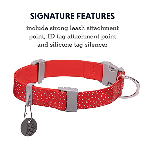 Ruffwear, Confluence Dog Collar, Waterproof Heavy Duty Quick Release Buckle, Odor-Resistant Easy Clean Adjustable TPU Webbing with & Silent ID Attachment, Red Sumac, 20"-26" - color: Red Sumac, size: 20"-26"