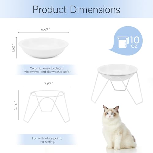 CEEFU 2-Pack Ceramic Raised Cat Bowls for Food and Water, Elevated Pet Dishes Bowls with Stand, Cats and Small Dogs, Dishwasher Safe